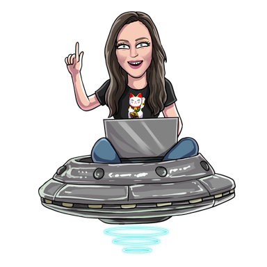 cartoon kelli on a spaceship